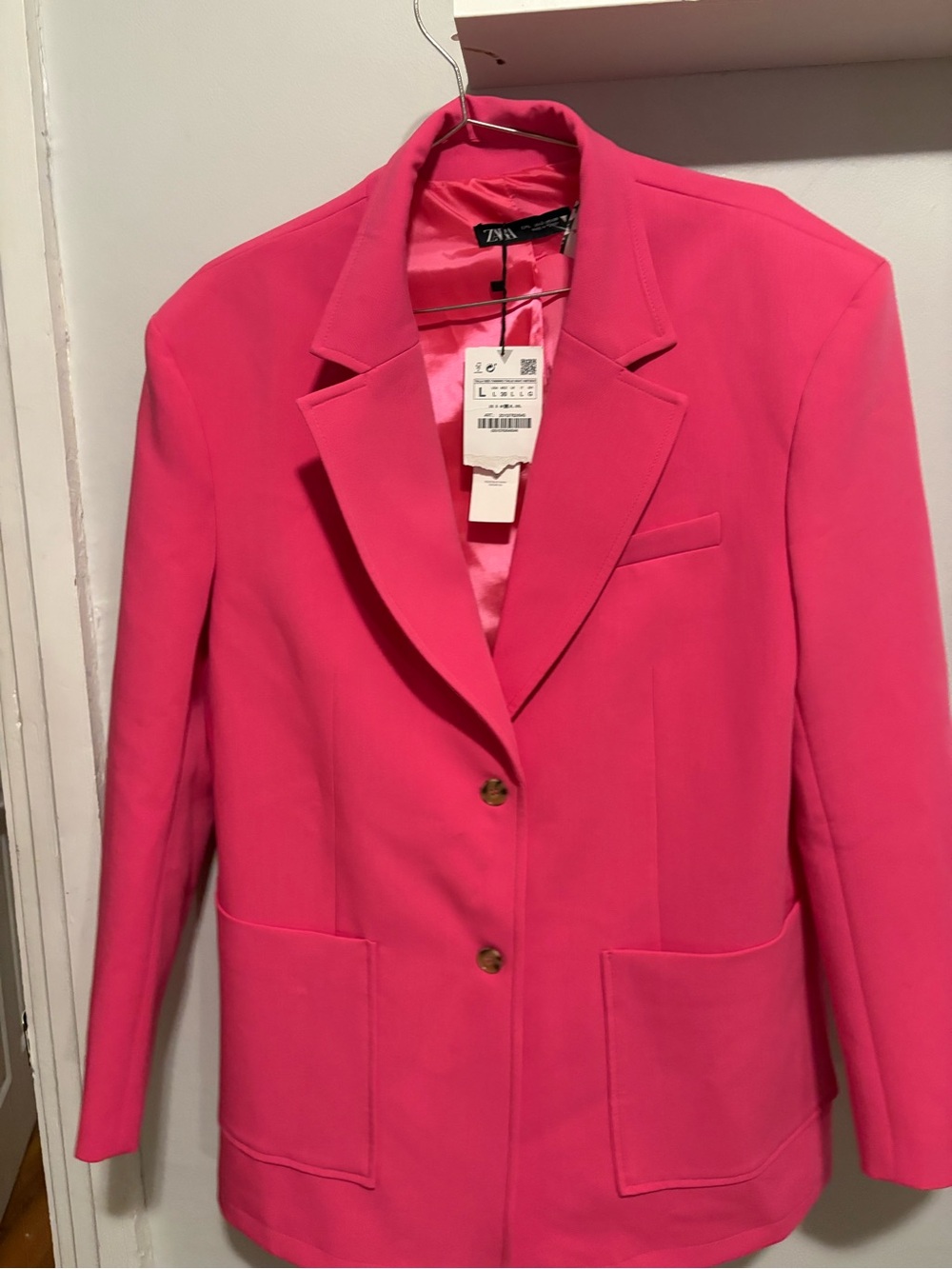 Zara Bright Pink Single-Breasted Blazer